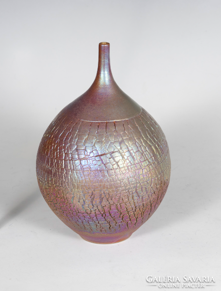 Iridescent vase by Ferenc Halmos