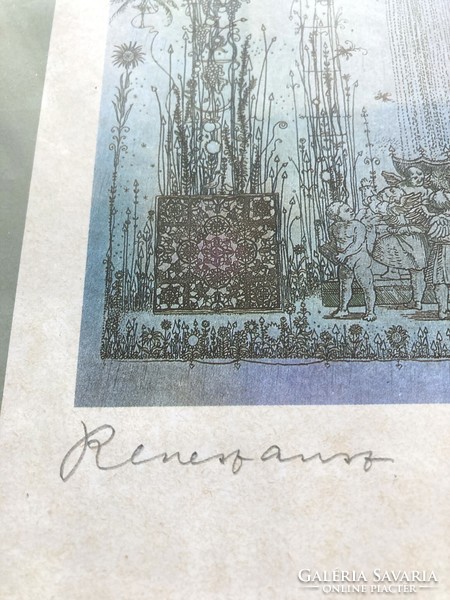 Arnold Gross (1929-2015): Renaissance, signed etching facsimile, 39x66 cm