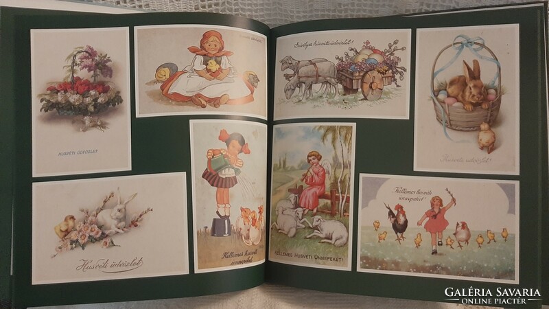 Easter on old postcards album, a collection of old Easter postcards in a picture album, book