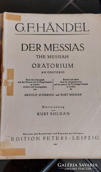 Händel Messias  Edition Peters  Leipzig Nr.4501 - német nyelvű  régi kotta