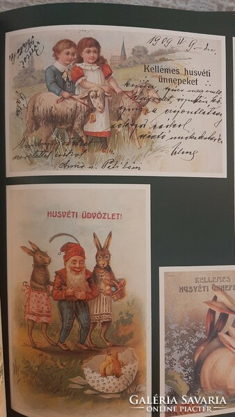 Húsvét régi képeslapokon album ,régi Húsvéti képeslapok gyűjteménye egy képes albumban , könyv