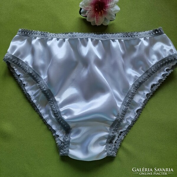 Fen012 - traditional style satin panties l/46 - white/grey