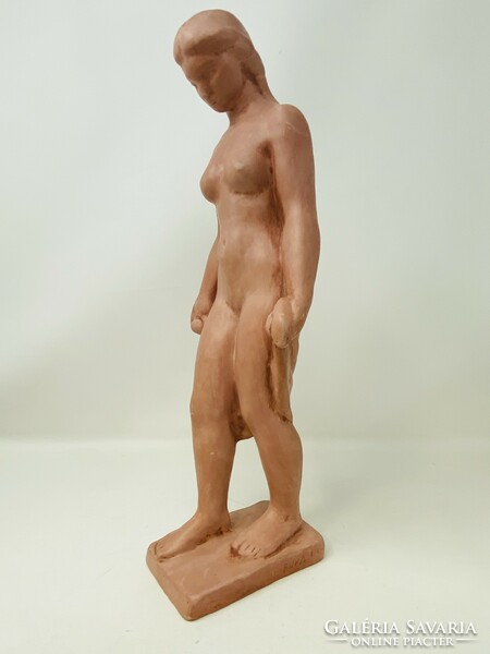 István Buda terracotta statue - standing female nude statue (36cm) rz