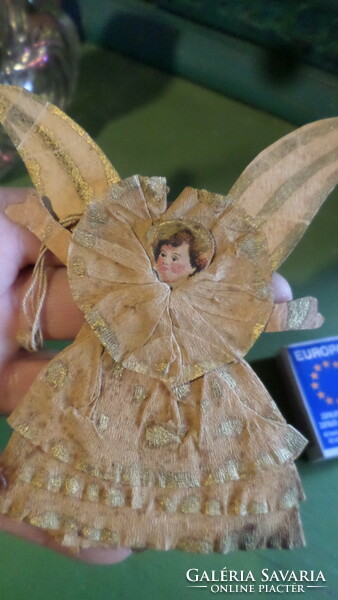 Igazán régi és egyedi , papír angyalka , karácsonyfadísz , korához képest jó állapotban .Kb 11 cm .