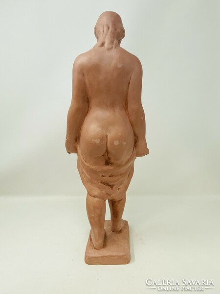 István Buda terracotta statue - standing female nude statue (36cm) rz