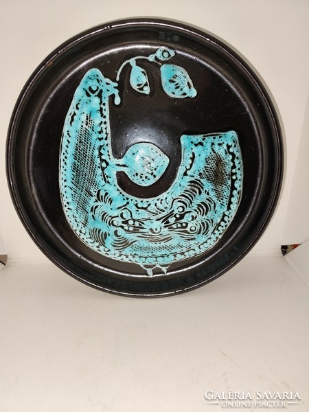 Retro wall plate with rooster - Högye Katalin