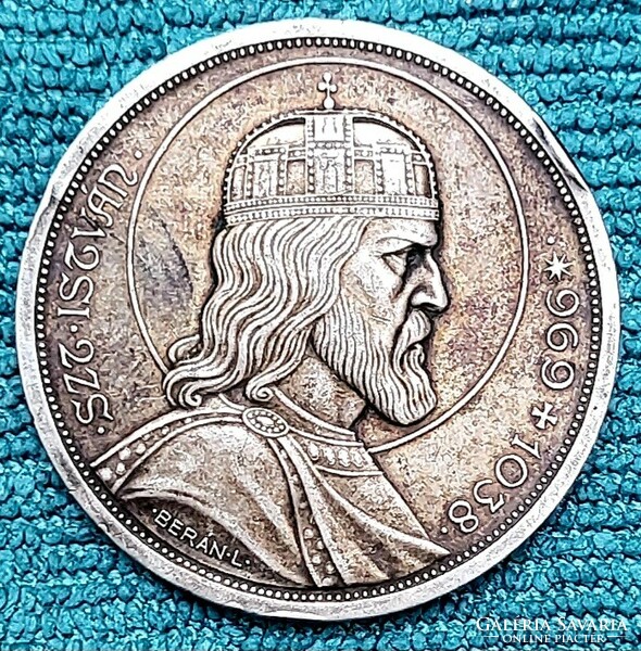 Szent István ezüst 5 Pengő  1938