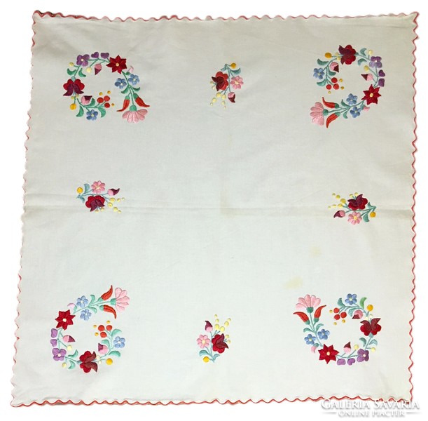 7 Kalocsa pattern hand-embroidered vintage handmade tablecloths in one