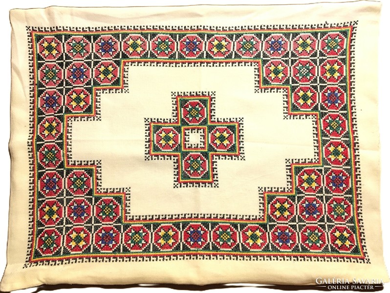 Embroidered cushion cover needlework cross stitch vintage craft hand embroidered cotton canvas