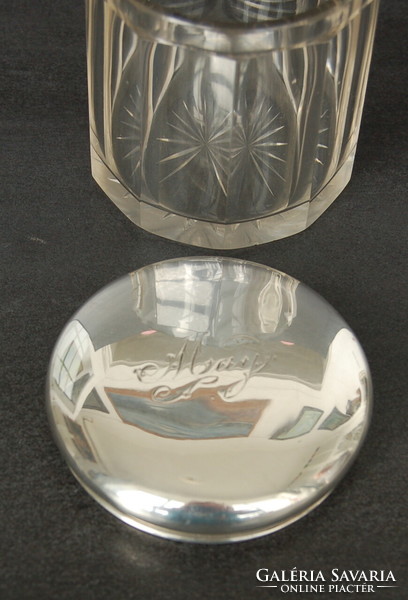 Gyönyörű antik  ezüst fedeles pipere üveg Thomas Edward Atkins 1902
