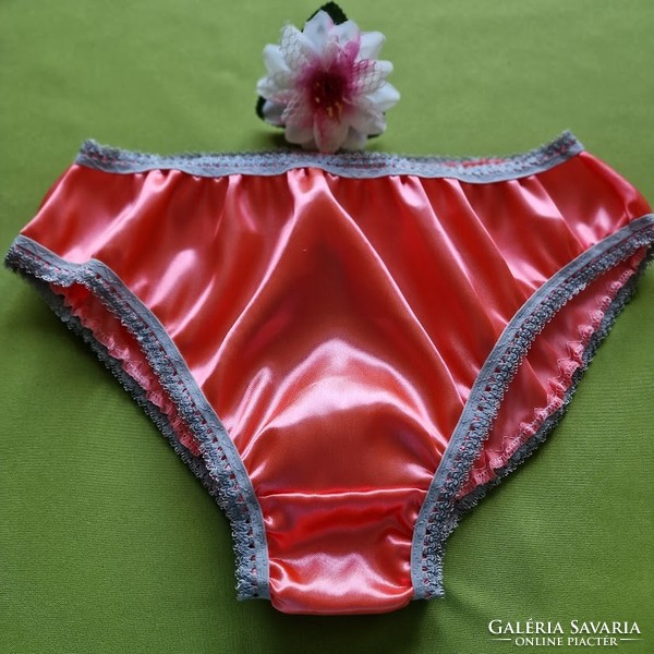 Fen016 - traditional style satin panties l/46 - coral/grey