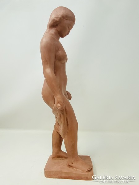 István Buda terracotta statue - standing female nude statue (36cm) rz