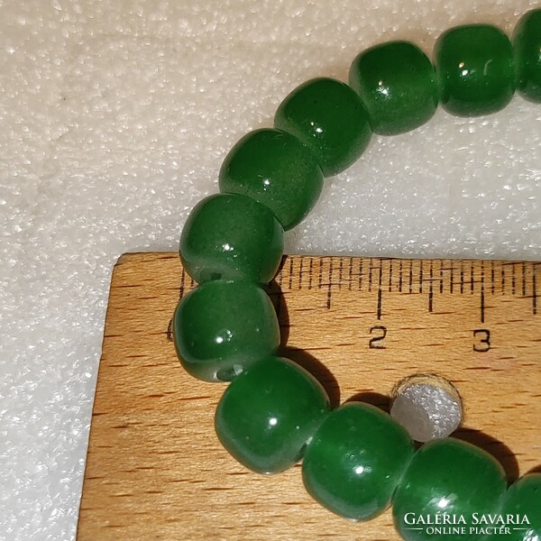 Jade stone effect rubber glass bracelet
