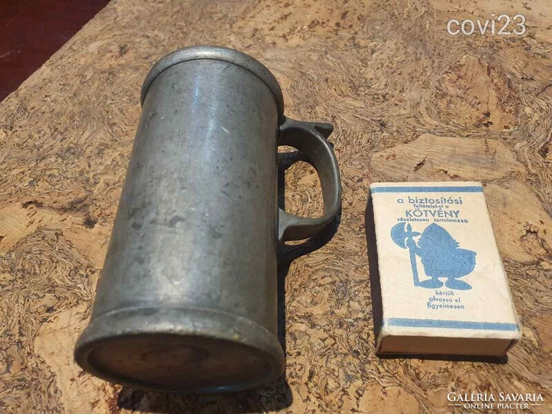 Antique pewter cup with a bunch of authentication marks from the 1890s