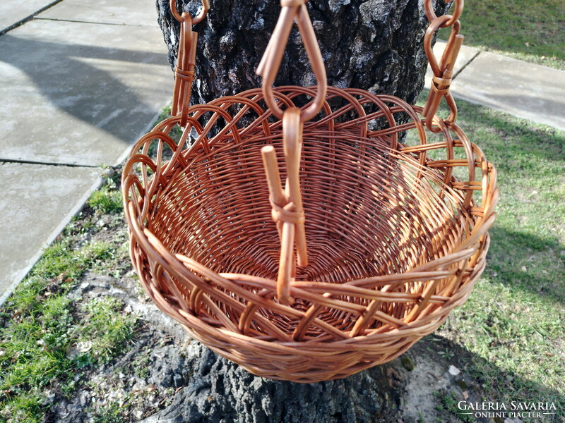 Hanging, lacquered cane planter, flower basket, hanging basket (not used)