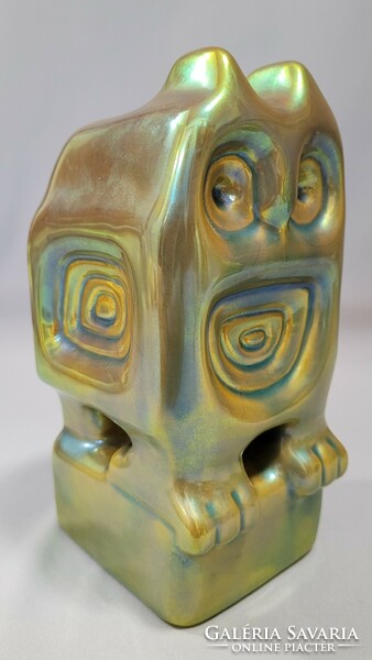 Zsolnay eosin glazed modern owl 