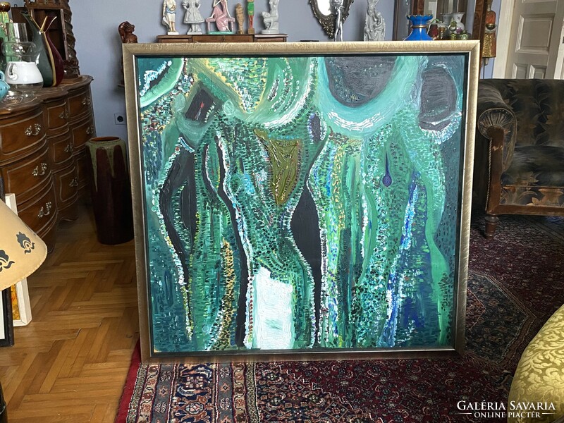 Einert marked 109 x 104 cm modern oil painting in a wide wooden frame