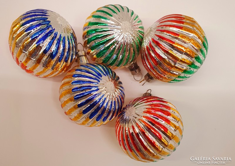 Csehszlovák gömbök üvegből , karácsonyfadísz 5 db együtt