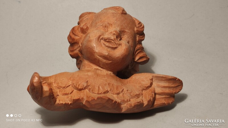 Art Nouveau style wooden carved angel putto wall ornament Christmas tree decoration