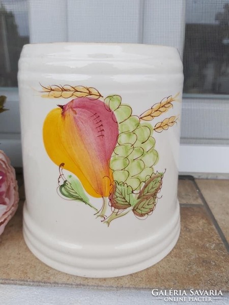 Beautiful wooden lid holder storage with fruit pattern