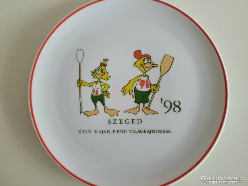 Retro Hólloháza porcelain souvenir wall plate bowl kayak canoe world championship Szeged 1998 wall decoration