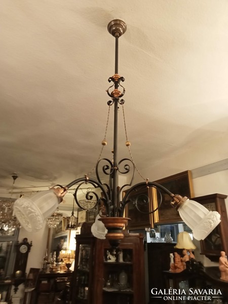 Heated original Art Nouveau chandelier