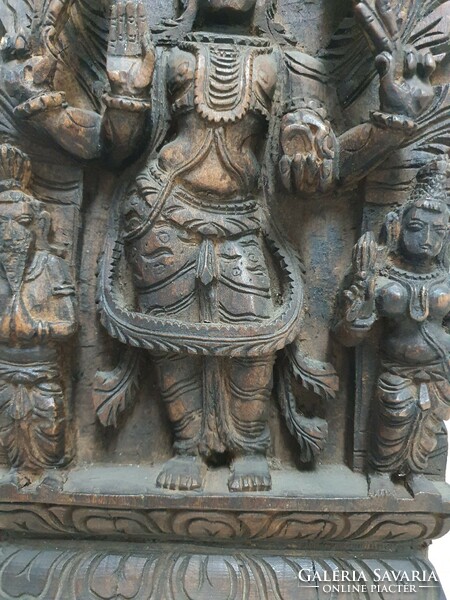Indian carved wood with Hindu religious motifs.