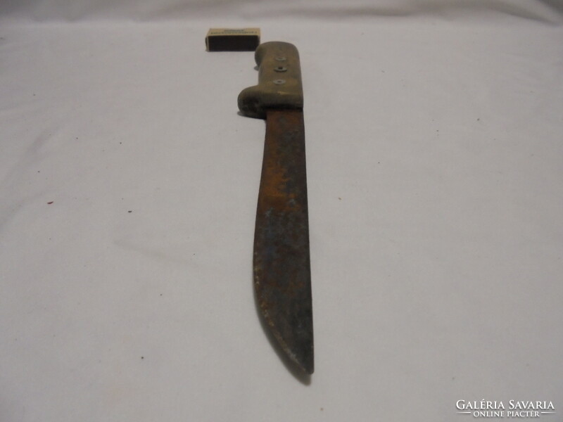 Large knife with an old wooden handle, butcher's knife, butcher's knife