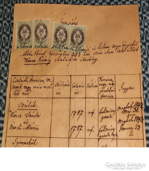 4 old documents with stamp and wax seal