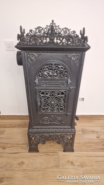 Cast iron stove with inscription 