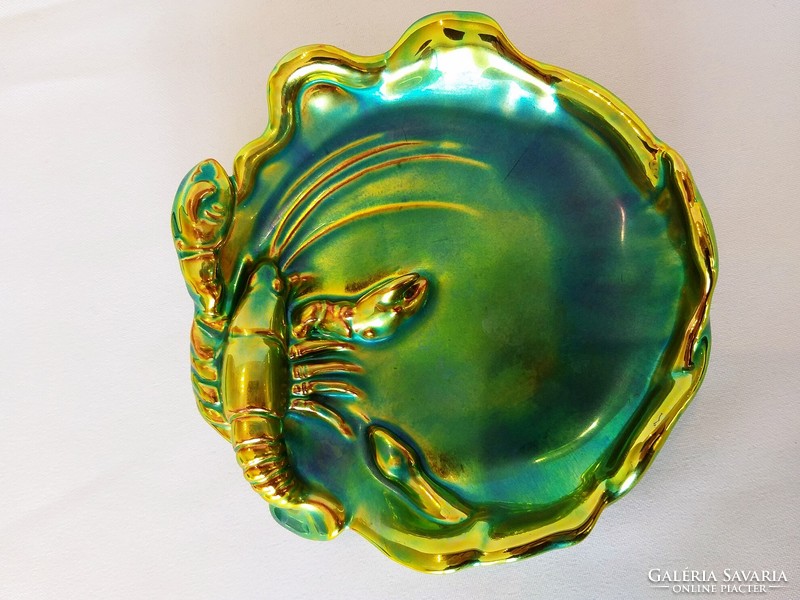 Zsolnay eosin crab decorative plate (no.: 24/260.)