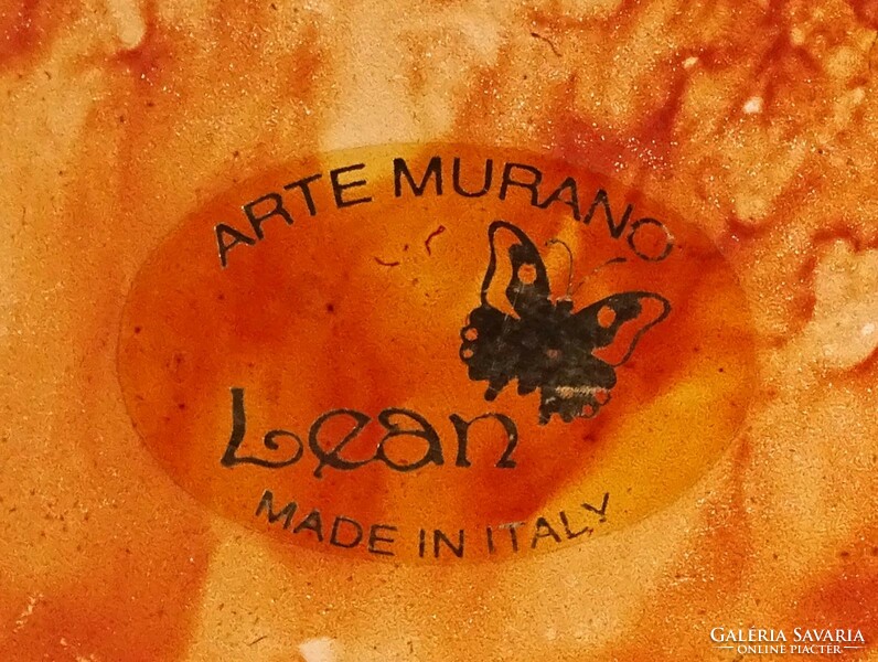 1Q825 Jelzett nagyméretű olasz ARTE MURANO LEAN felirattal MURANOI üveg asztalközép kínáló tál