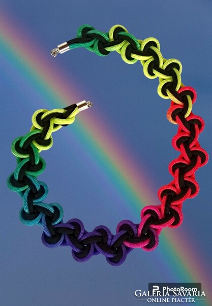 Rainbow zigzag paracord necklace