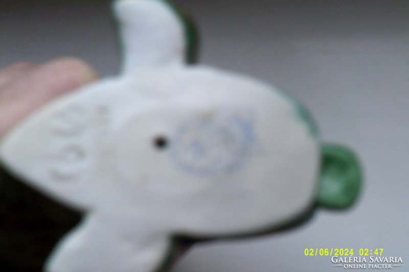 Herend porcelain green dolphin fish, with hand painting, marking and model number.