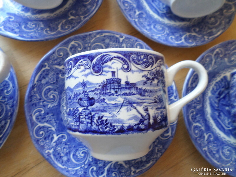 Set of 6 English porcelain cups