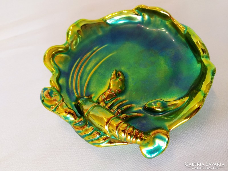 Zsolnay eosin crab decorative plate (no.: 24/260.)