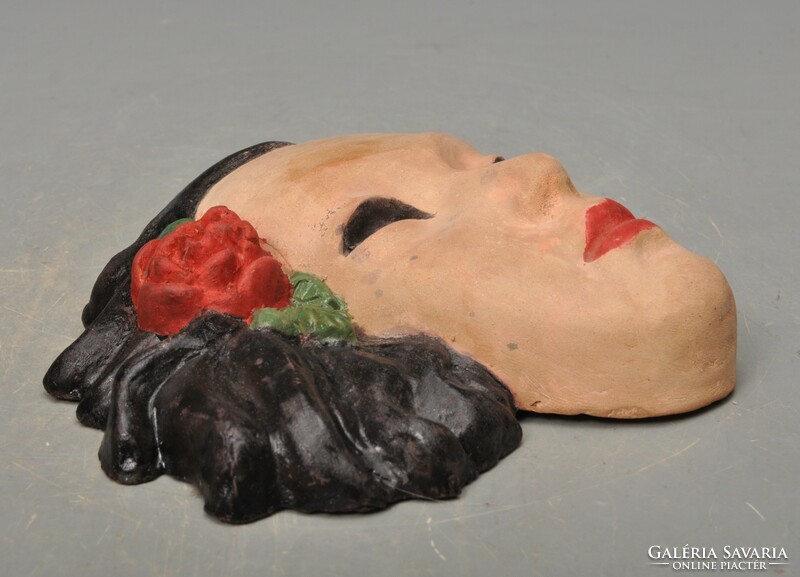 Dr. Rank art deco wall mask, woman with flowers in her hair. 1920s-30s. Indicated