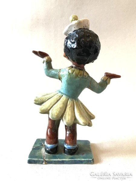 Art deco girl in banana skirt cheerful figure ceramic sculpture 24 cm