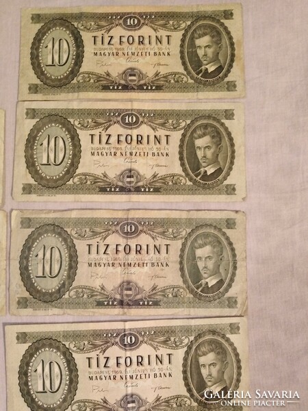 2 pieces of 20 forints (1975) and 4 pieces of 10 forints (1969)