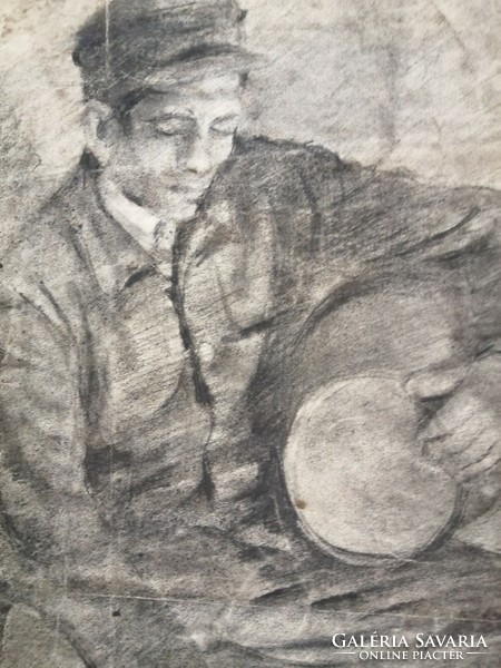 A very early drawing by the painter János Józsa.