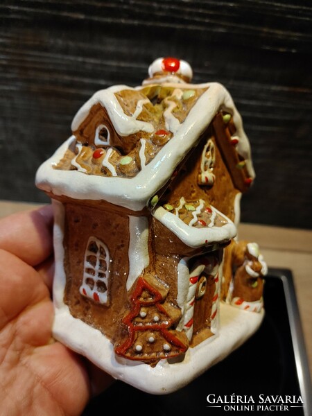 Porcelain gingerbread house candle holder