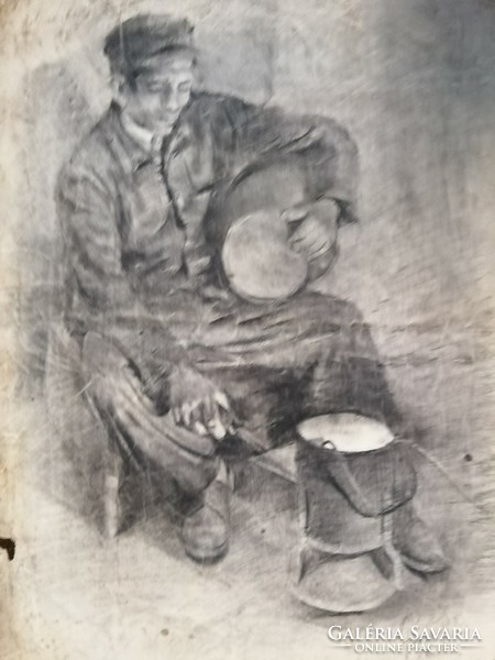 A very early drawing by the painter János Józsa.