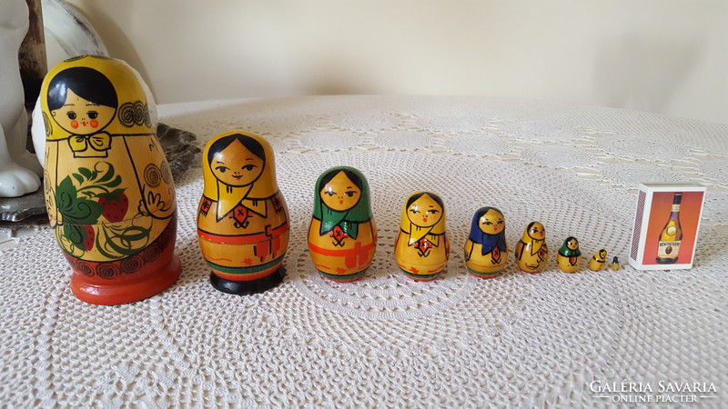 Rare 9-piece, old Russian matryoshka doll