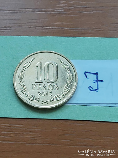 Chile 10 pesos 2015 nickel-brass, bernardo o'higgins, mintmark: so - santiago #j