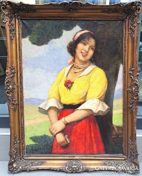 Csalány Béla (1879-1948) : Mosolygó lány