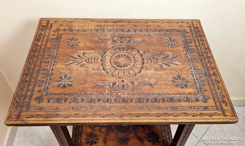 Sale!!! :) Antique/vintage wooden side table / with drawer - decorated with carvings