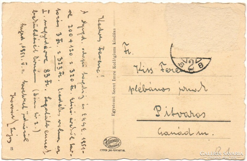 C - 298  Futott képeslap  Szeged - Egyetemi részletek   1951  (Karinger fotó)