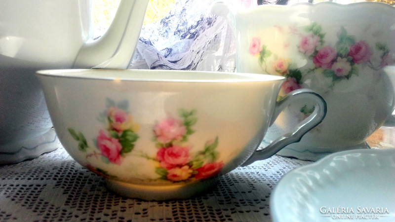 ANTIK EPIAG rózsás TEÁSKÉSZLET - extra nagy csészék - 1920 - Art@Decoration