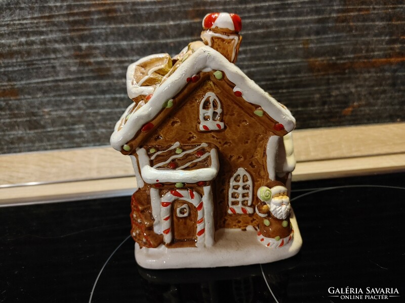 Porcelain gingerbread house candle holder