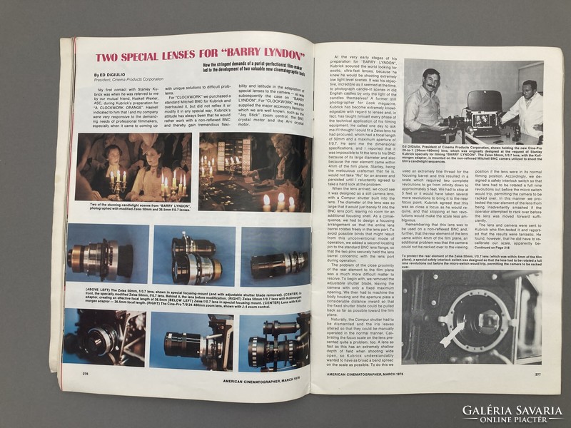 American Cinematographer, 1976: A magyar filmgyártásról és Stanley Kubrick Barry Lindon c. filmjéről